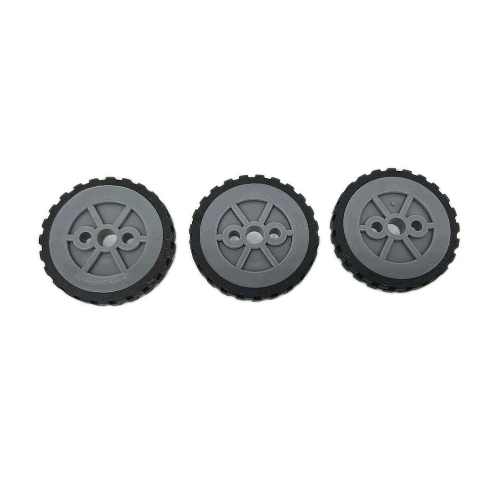 K'nex Wheels Lot 3 Small Tires 1.5” With Gray Hubs Pulleys K'nex Parts 1 & 1/2"